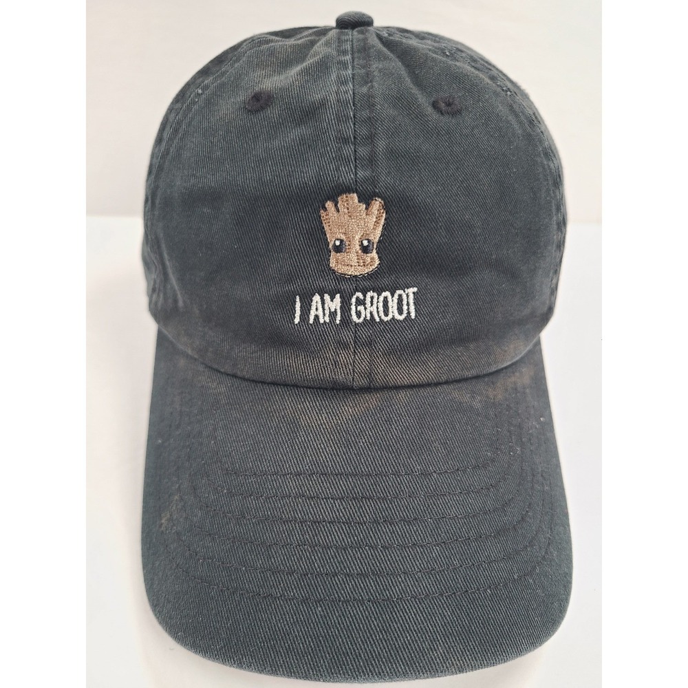 Disney Parks Marvel Guardians of the Galaxy I Am Groot Print Dad Hat Adult Black